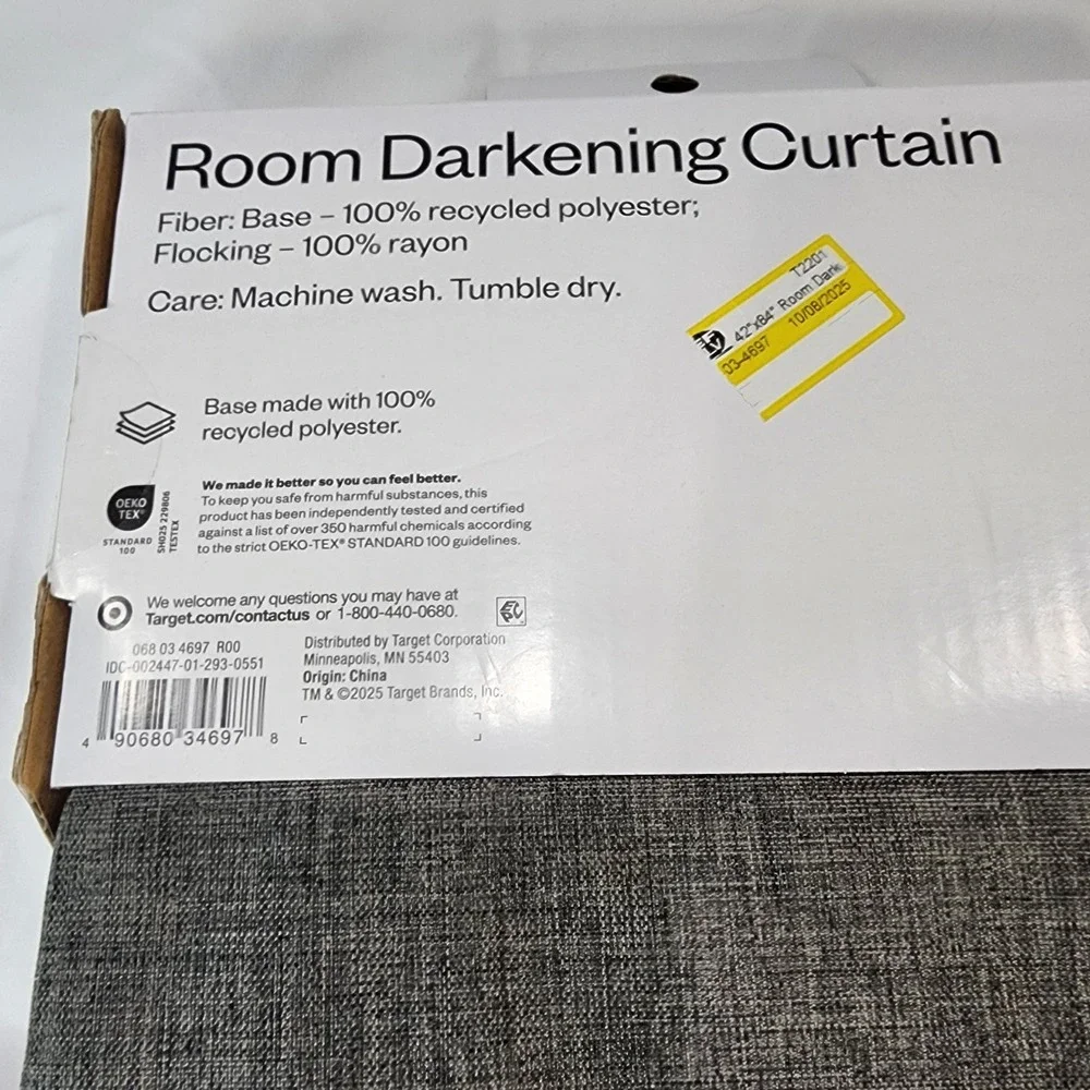 Room Darkening Curtain 42x84 In Charcoal Heather Room Essentials New